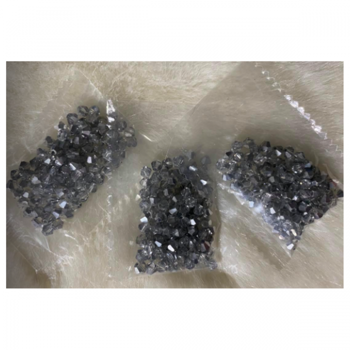 KR-KA404  Kristalo karoliukai, bikone, 4mm, apie 100 vnt., SIDABRO sp.