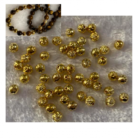 MET-AUK-0601  Metalizuotas karoliukas, apie 8mm, 10 vnt.