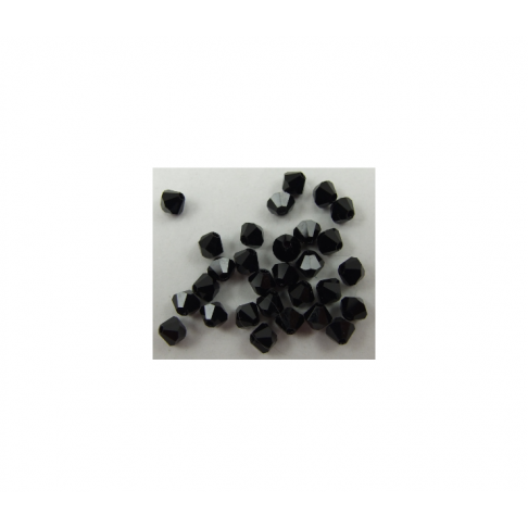 KR-B302 Kristalo karoliukas, Juodas,4mm 