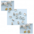 7-77431 Metalinis karoliukas, 7x4mm, "Gėlytės", 1 vnt.