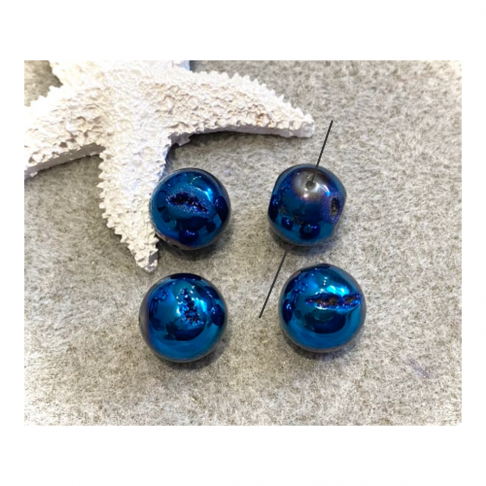 P-AS773  Agato karoliukai, apie 15mm, mėlyni, 4vnt.