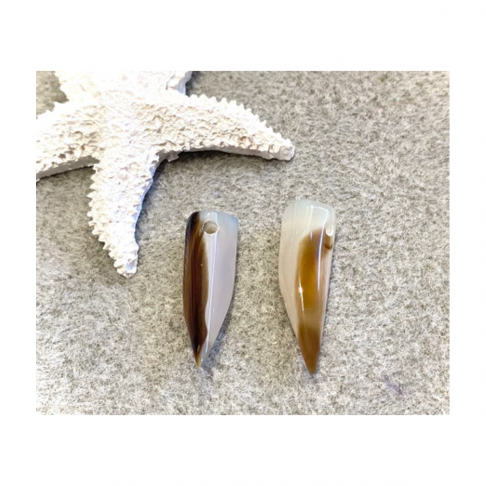 P-AS774  Agato pakabukai-karpliukai "Iltis", apie 33x10mm, 2vnt.