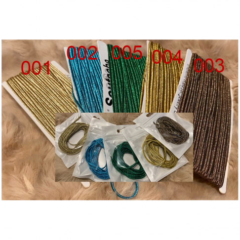 SUT-AAA-005  Sutažo virvutė, apie 3mm pločio, 3 metrai, šviesi ŽALIA sp.