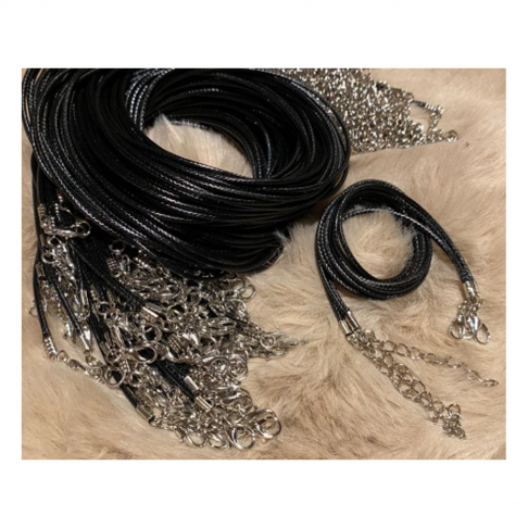 VIR-10466 Virvutė su užsegimu, 1.5mmx41cm, plius prasiilgina 4 cm., kaina už 3 vnt.