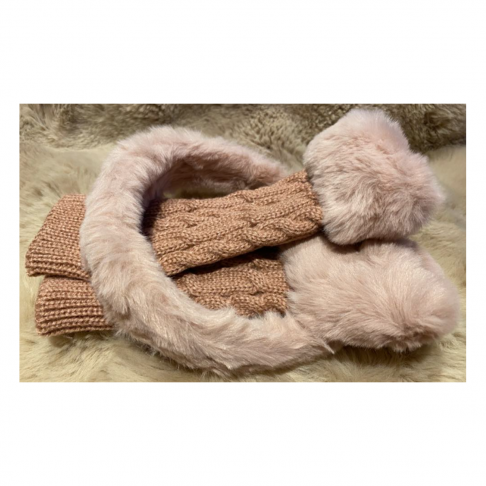 LR-SM3    Lankelis , riešinės su kailiukais, komplektas. Pelenų rožės sp., SxM dydis.