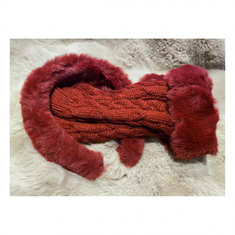 LR-SM1 Lankelis , riešinės su kailiukais, komplektas. Bordo sp., SxM dydis.