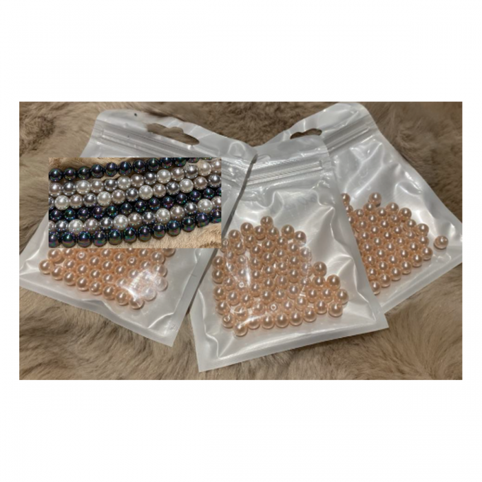 P-ST-6431 Stikliniai perliukai, 60 vnt.,x6mm,T. KREMINĖ.