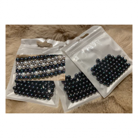 P-ST-6432 Stikliniai perliukai, 60 vnt.,x6mm, JUODI AB