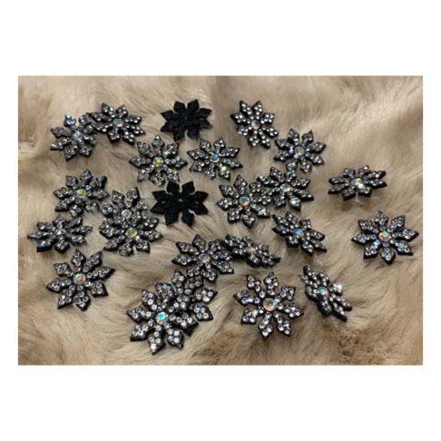 DT-AP-8011  Detalė-aplikacija, klijuojama, 19mm, "Snaigė", 1 vnt. JUODA