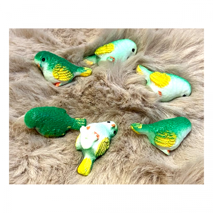 DT-DK-4  Detalė dekoravimui, papuošalams, "Paukšciukas", apie 3cm dydžio, 1 vnt., ŽALIOS sp.