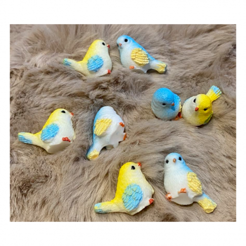 DT-DK-1  Detalė dekoravimui, papuošalams, "Paukšciukas", apie 3cm dydžio, 2 vnt., MELSVA_GELTONA sp.