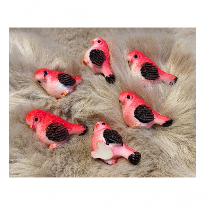 DT-DK-7  Detalė dekoravimui, papuošalams, "Paukšciukas", apie 3cm dydžio, 1 vnt., RAUDONOS sp.