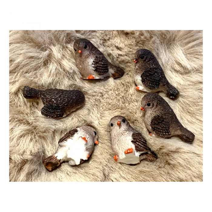 DT-DK-5  Detalė dekoravimui, papuošalams, "Paukšciukas", apie 3cm dydžio, 1 vnt., RUDOS sp.