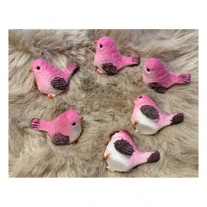 DT-DK-8  Detalė dekoravimui, papuošalams, "Paukšciukas", apie 3cm dydžio, 1 vnt., ryški ROŽINĖS sp.