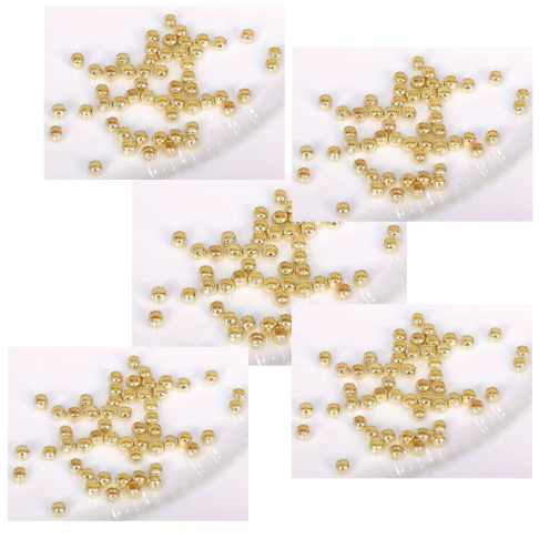 AUK-14K-1441  Karoliukai, 2mm, 14K paauksuotas žalvaris, 100 vnt.