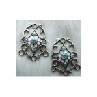 7-0056 Sidabruotas, su swarovski AB sp. akutėm, 27x22mm