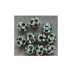 KR-07145  karoliukas su kristalo akutėmis, 12mm, žalias