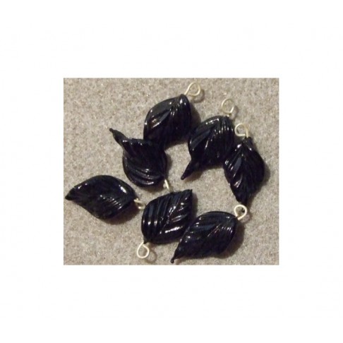 ST-PKBK13 Stiklinis pakabukas, 22x14mm, juodas