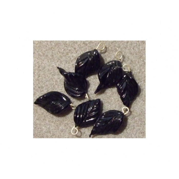 ST-PKBK13 Stiklinis pakabukas, 22x14mm, juodas