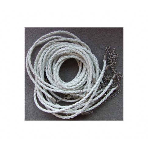 VIR-46321 Odinė virvutė su užsegimu, 46 cmx 3mm, balta