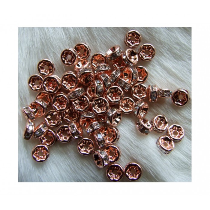 AROZ-5582 Rožinio aukso sp., intarpas su kristalo akutėm, 6mm