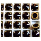 D-A14143  Intarpas-detalė, 14mm, kristalo juoda, aukso sp., rėmelis