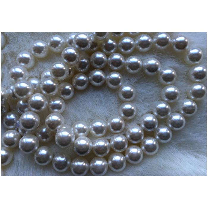 PER-KR401 Kriauklės perliukai, 10mm, už giją ( 40 vnt.),  BALTI