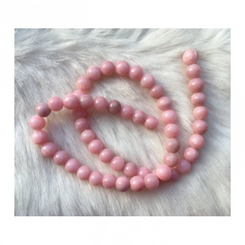 AK-ZDS40 Žadeito (Dažyto) karoliukai, 8mm, už giją, šv. RAUSVA