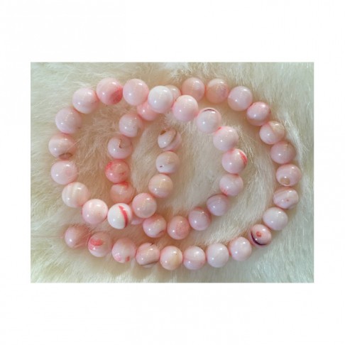 AK-KRS787 Kriauklės karoliukų gija, 8mm, RAUSVA