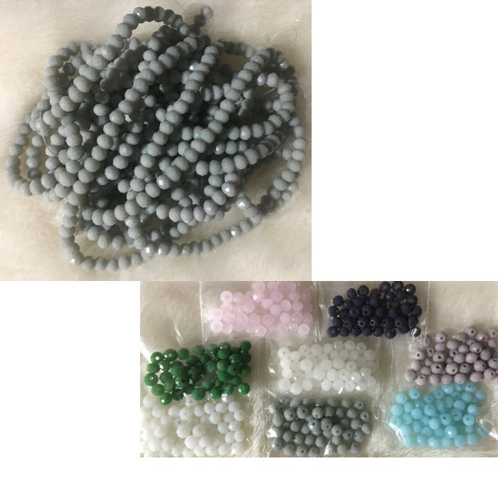 KR-VT4515 Kristalo karoliukai, 4x3mm, 45 vnt., Vintaž PILKAI-ŽALSVA