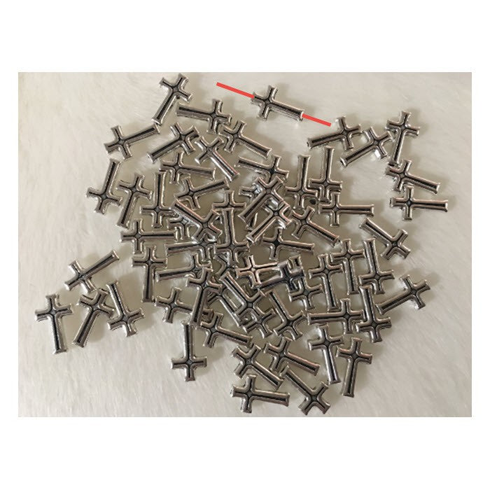 7-60607  Metalinis karoliukas, "Kryželis", 16x10mm