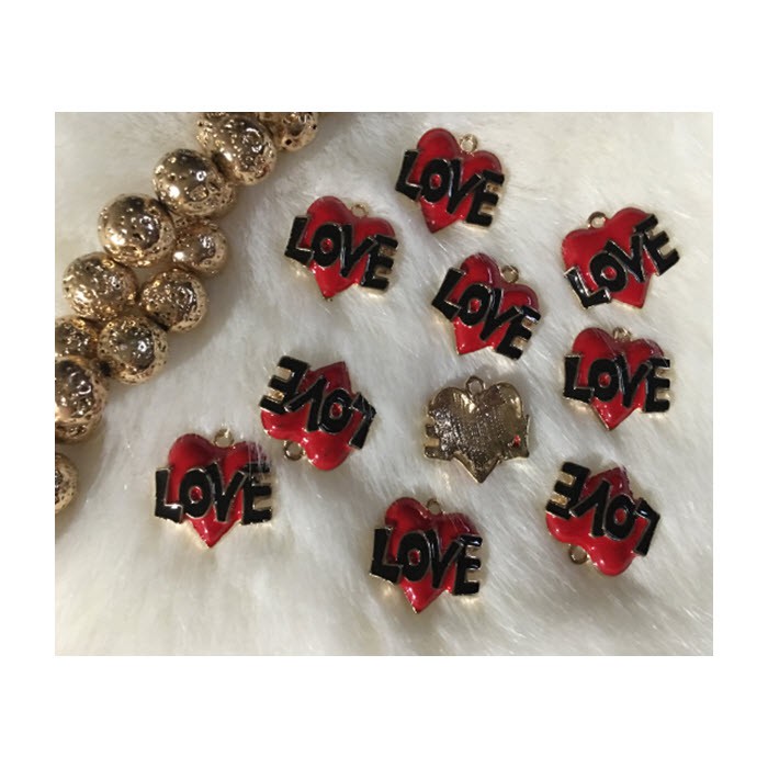 AUK-EM8878 Pakabukas, "Love", emaliuotas, 18mm
