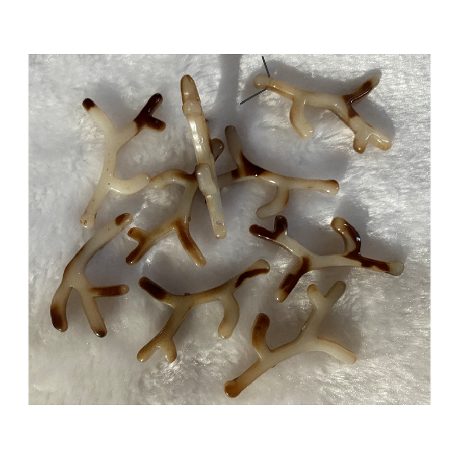 AKR-PK33466  Akrilinis pakabukas "Šakelė", apie 45x30mm/40x25mm, už 2 vnt.
