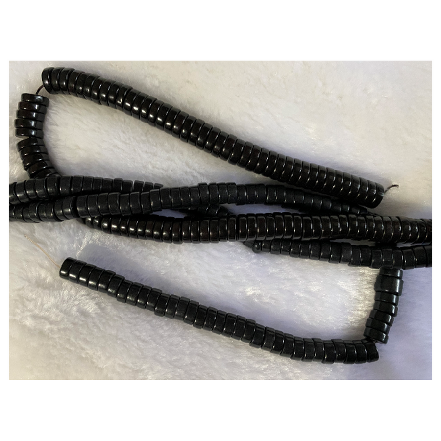 AK-HW119  Hovlito (dažyto)  karoliukas, rondelė, apie 8x3mm, 1vnt., JUODAS