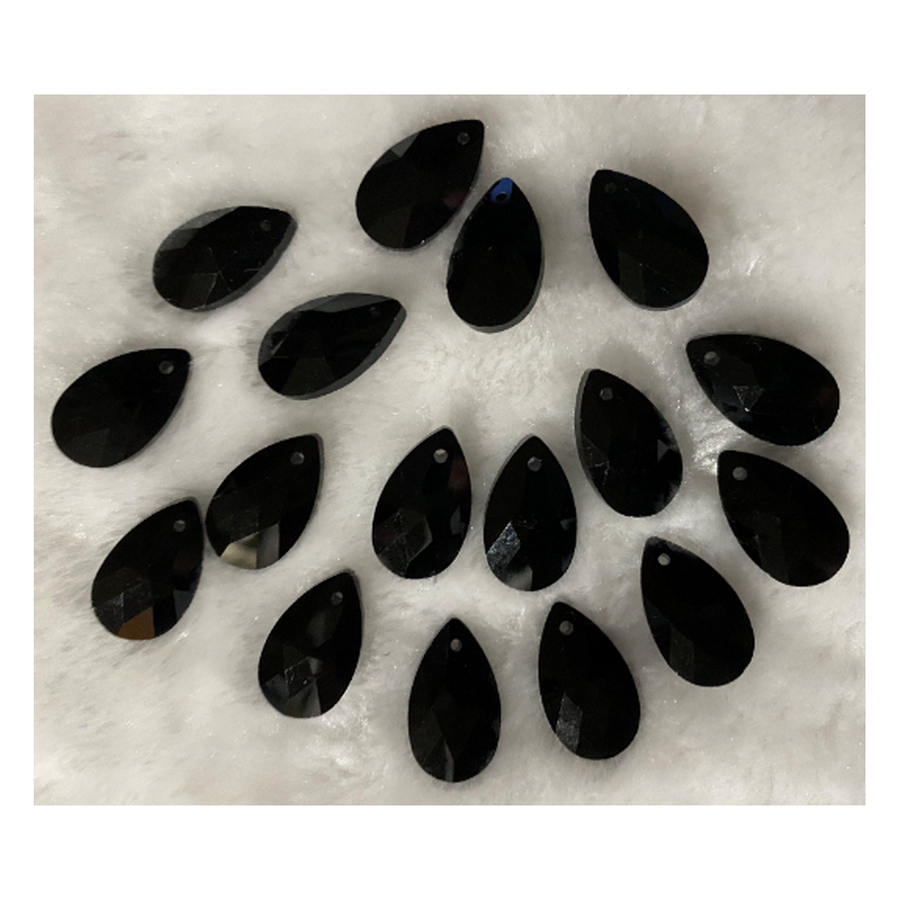 KR-552111  Kristalo karoliukas-pakabukas, "Lašelis", 22x12mm, 1vnt., JUODAS