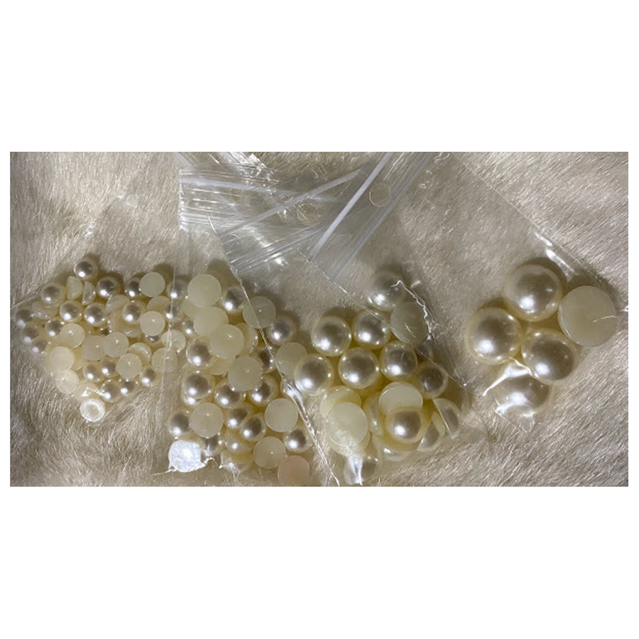 PER-K60  Kabošonas- detalė, perliukiniai, 6mm, 50vnt., KREMINIAI