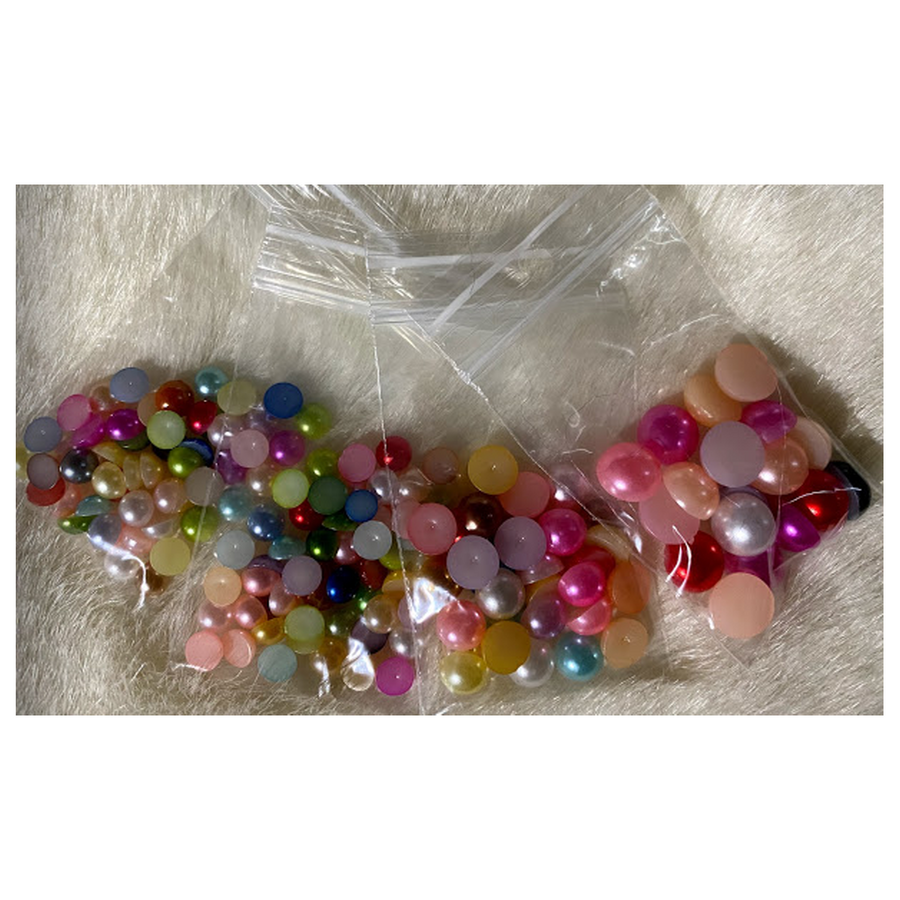 PER-K82  Kabošonas- detalė, perliukiniai, 10mm, 20vnt., SPALVŲ  MIX