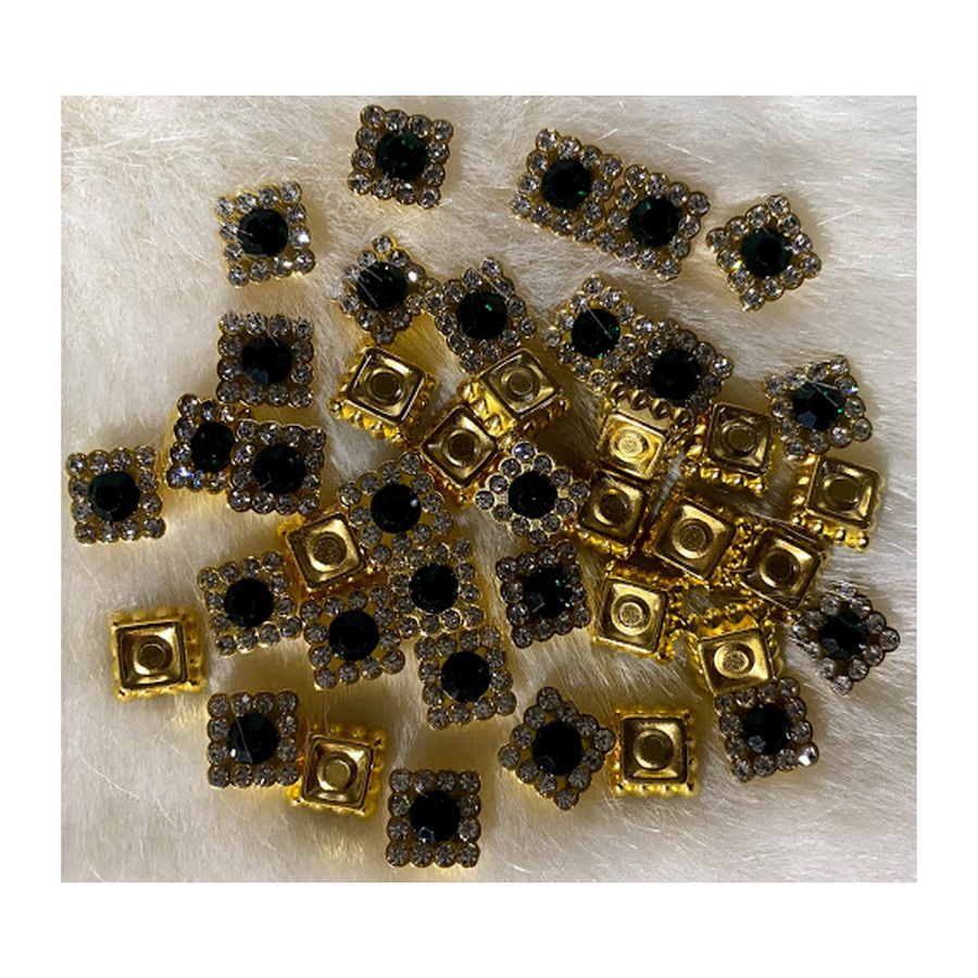 DEK-05392  Dekoravimo detalė, klijuojama, 10mm, 10 vnt.,tamsiai ŽALI