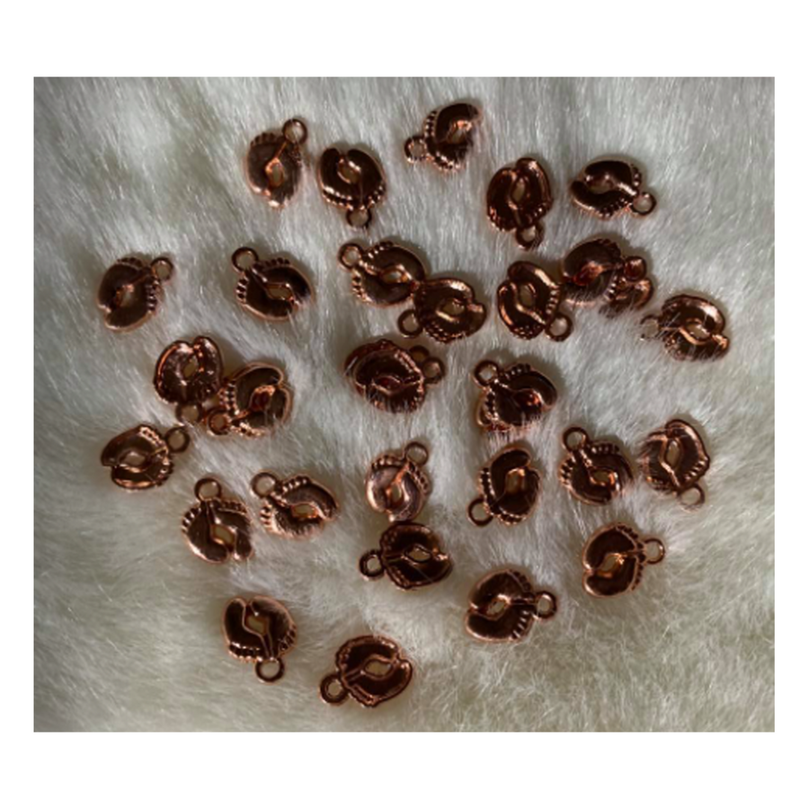 ROZ-AK3852  Rožinio aukso sp., pakabukas "Pėdutės", 13x10mm, 1vnt.