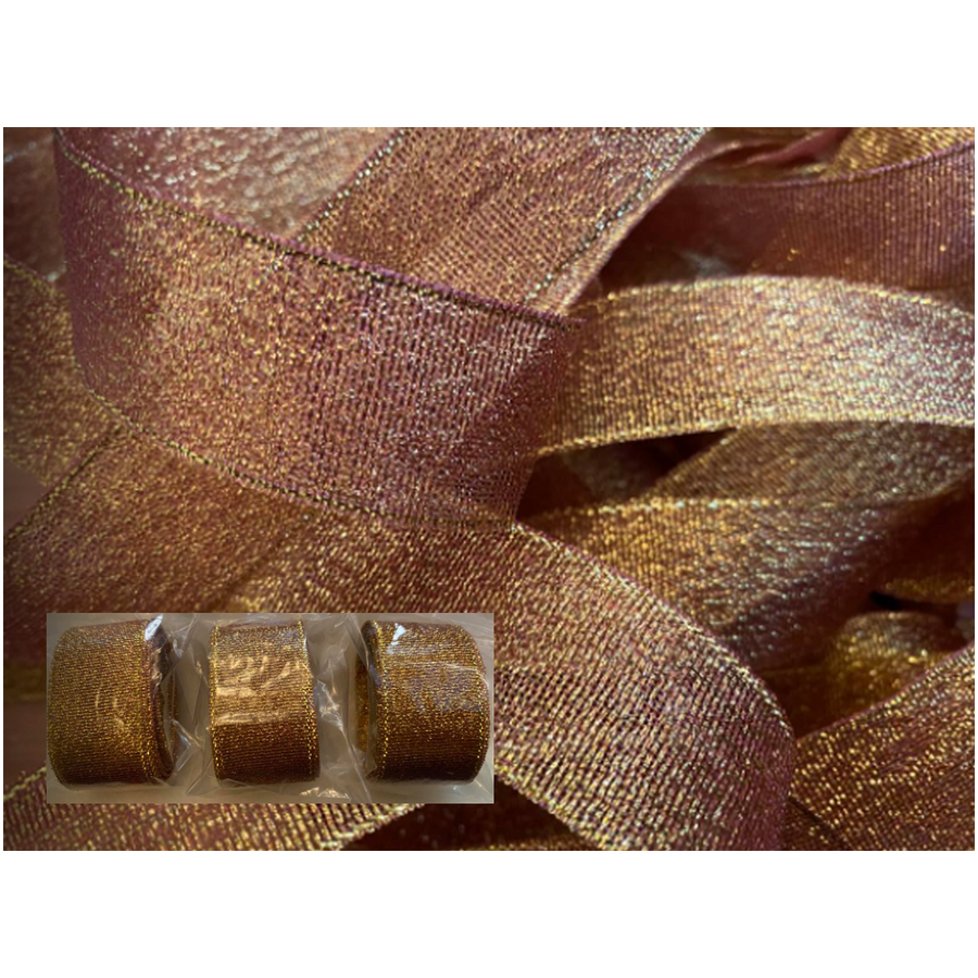 KB-20340  Kaspinas , blizgus, 40mm, 2 metrai.  RUDA-AUKSO sp.