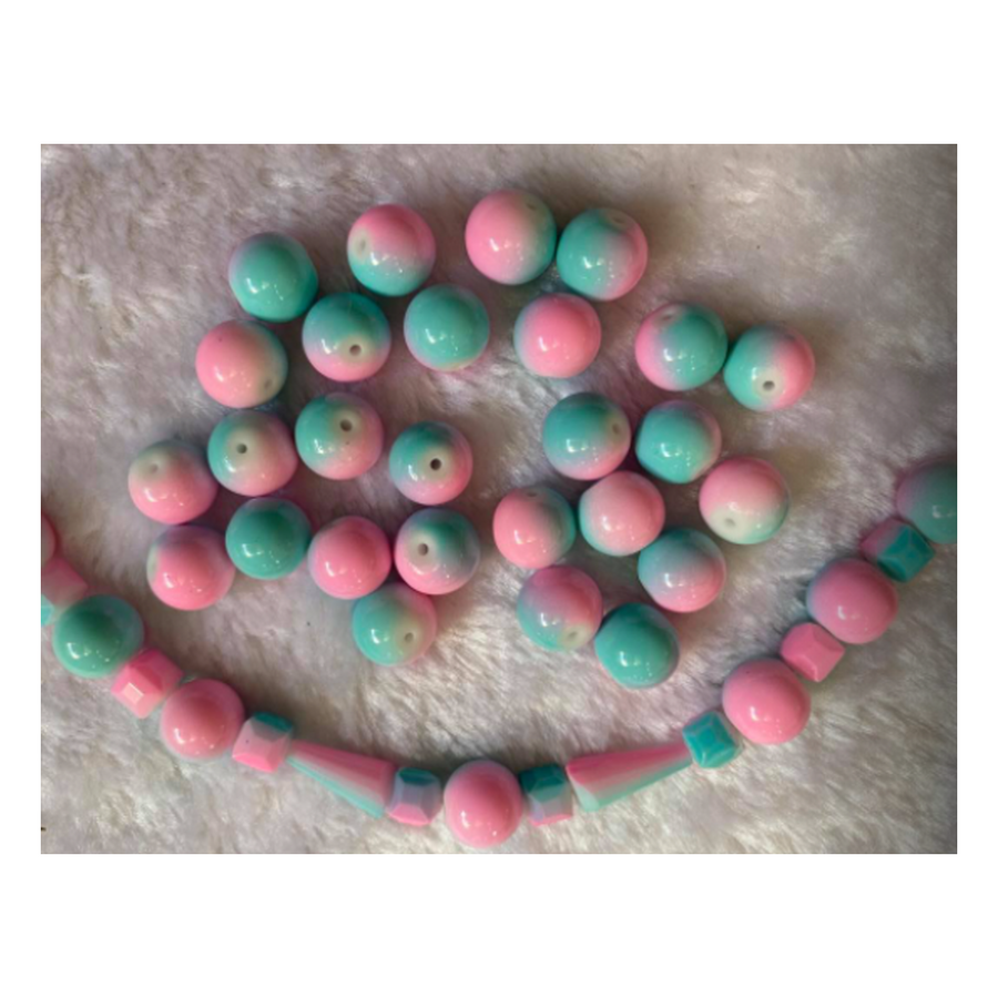 ST-KR7973    Stiklinis karoliukas,  12mm, rausvai-melsvas, 1vnt.