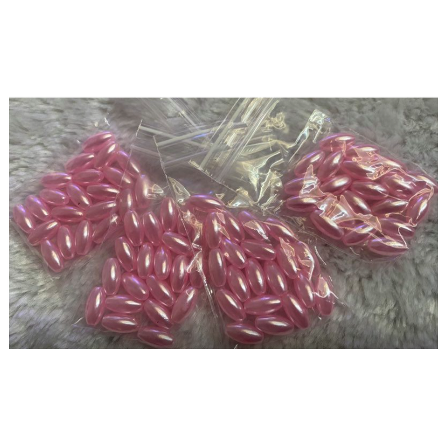 PER-R6012  Akriliniai perliukai, ryziukai, 6x13mm, 20 vnt., ROŽINIAI