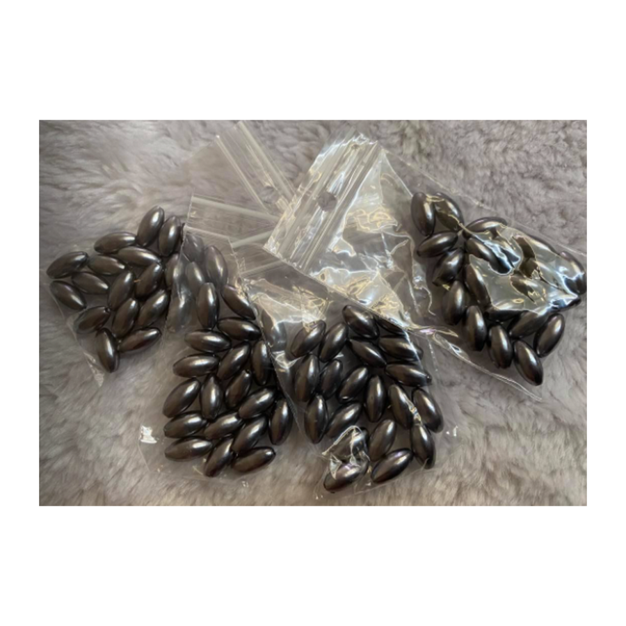 PER-R6011  Akriliniai perliukai, ryziukai, 6x12mm, 20 vnt., PILKI