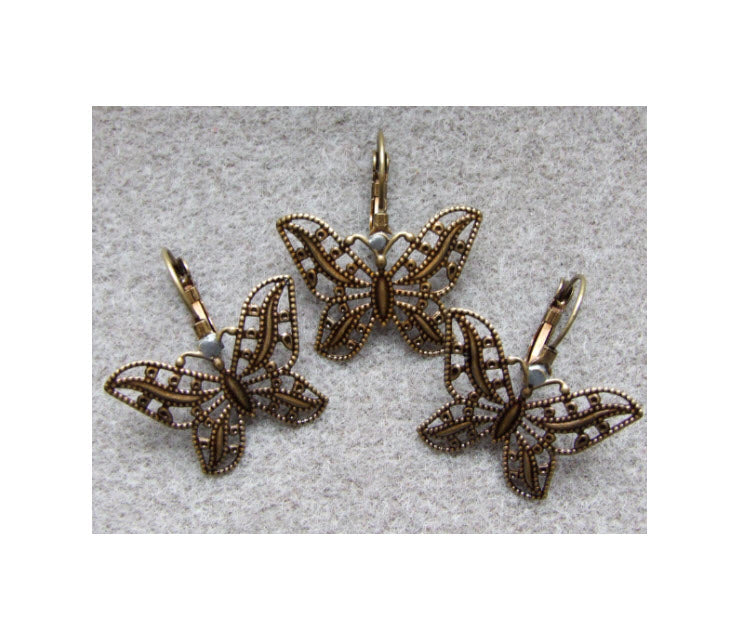 ZAL-ZD78 Auskarams, žalvario sp. drugeliai, 30x31mm, už 2