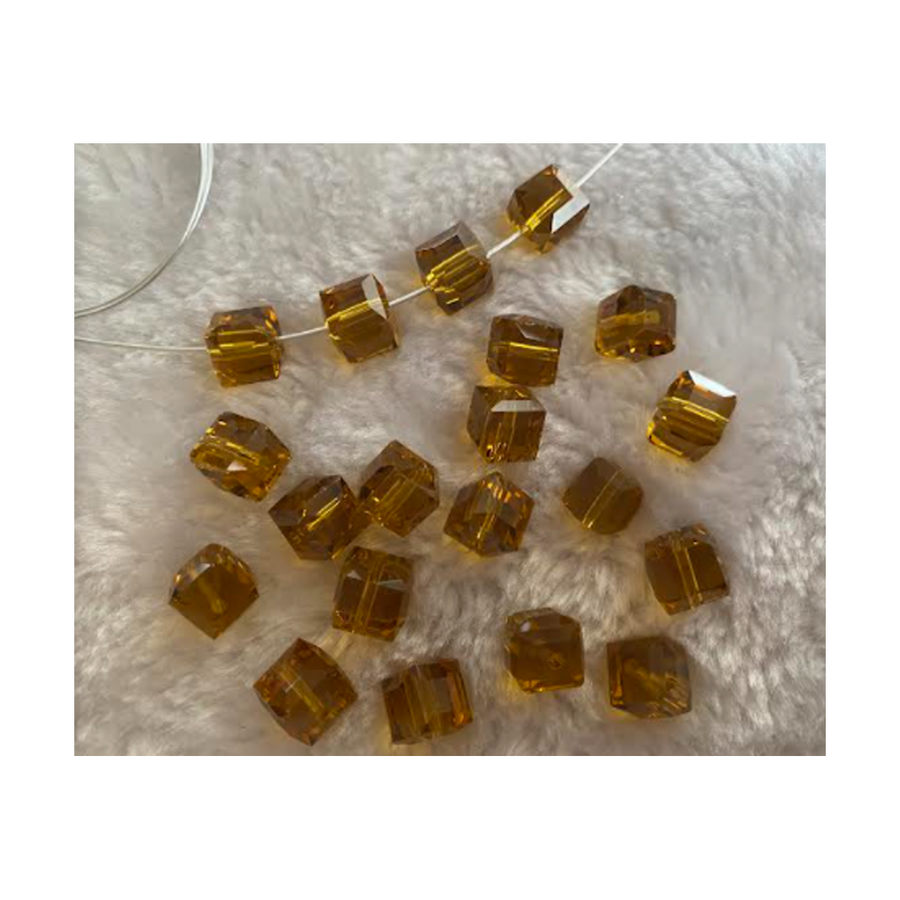 KR-K-1010 Kristalo karoliukas, 10mm, 1vnt., gintaro sp.