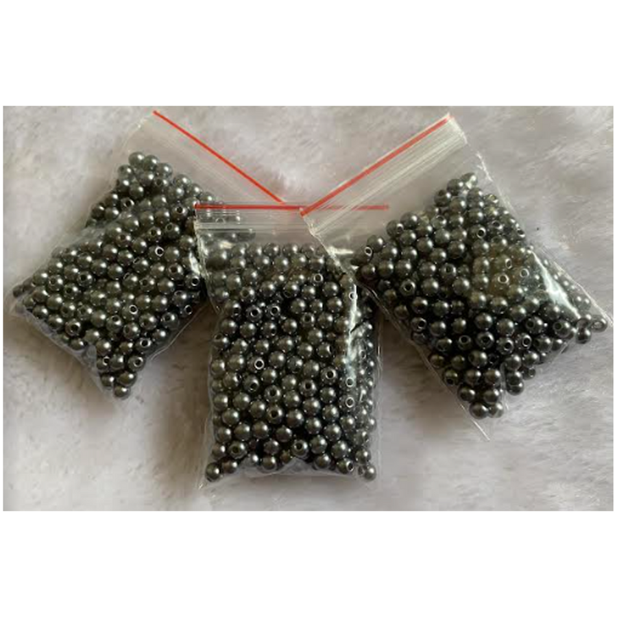 P-4-0006 Perliukai, akriliniai, 4mm, 4.50gr., PILKI