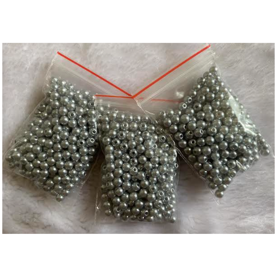P-4-0008 Perliukai, akriliniai, 4mm, 4.50gr., šv., PILKI