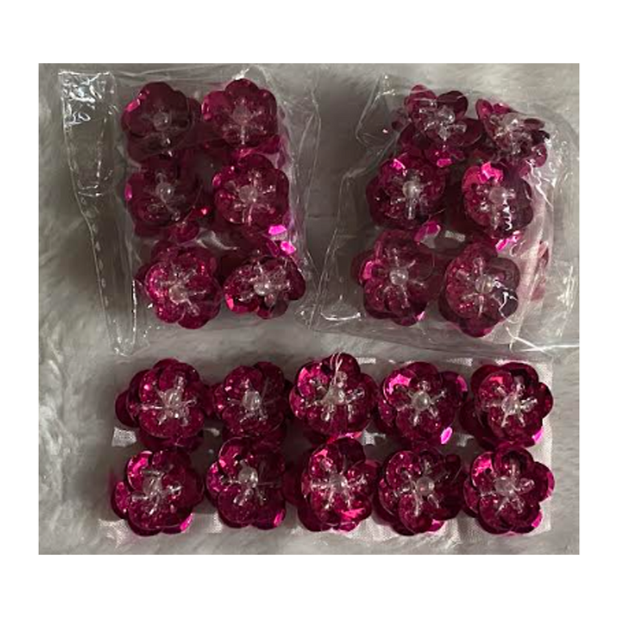 DT-G-0712  Prisiuvami blizguciai, "Gėlytė", apie 20mm, už 10vnt.,  AVIETINĖS