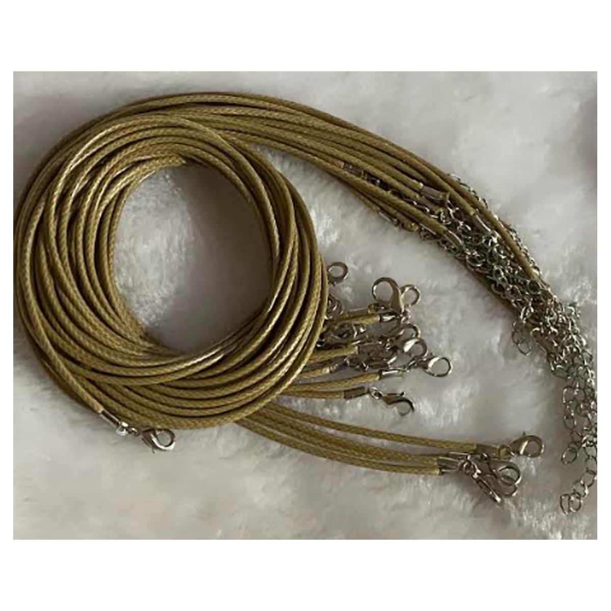 V-UZ-6440  Virvutė su užsegimu, 2mm, 45cm+5cm, CHAKI sp.