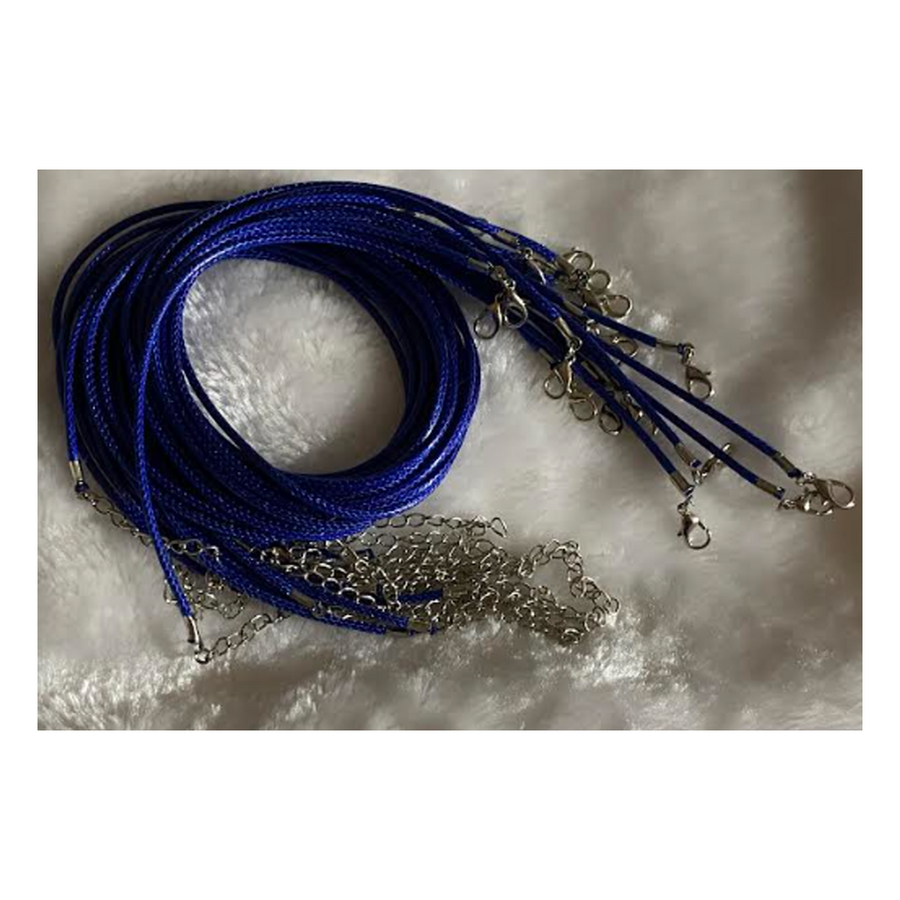 V-UZ-6451  Virvutė su užsegimu, 2mm, 45cm+5cm, MĖLYNA